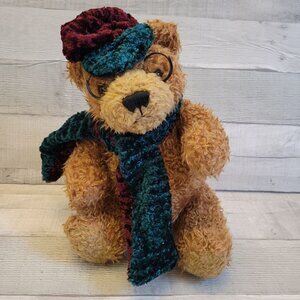 Vintage Dan Dee Collectors Choice Teddy Bear With Velvet Hat & Scarf